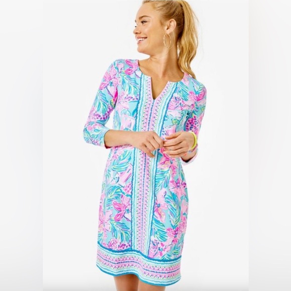 LILLY PULITZER SIZE LARGE NADINE CHILLYLILLY DRESS *GIMME THE JUICE* UPF 50+ - Picture 1 of 4